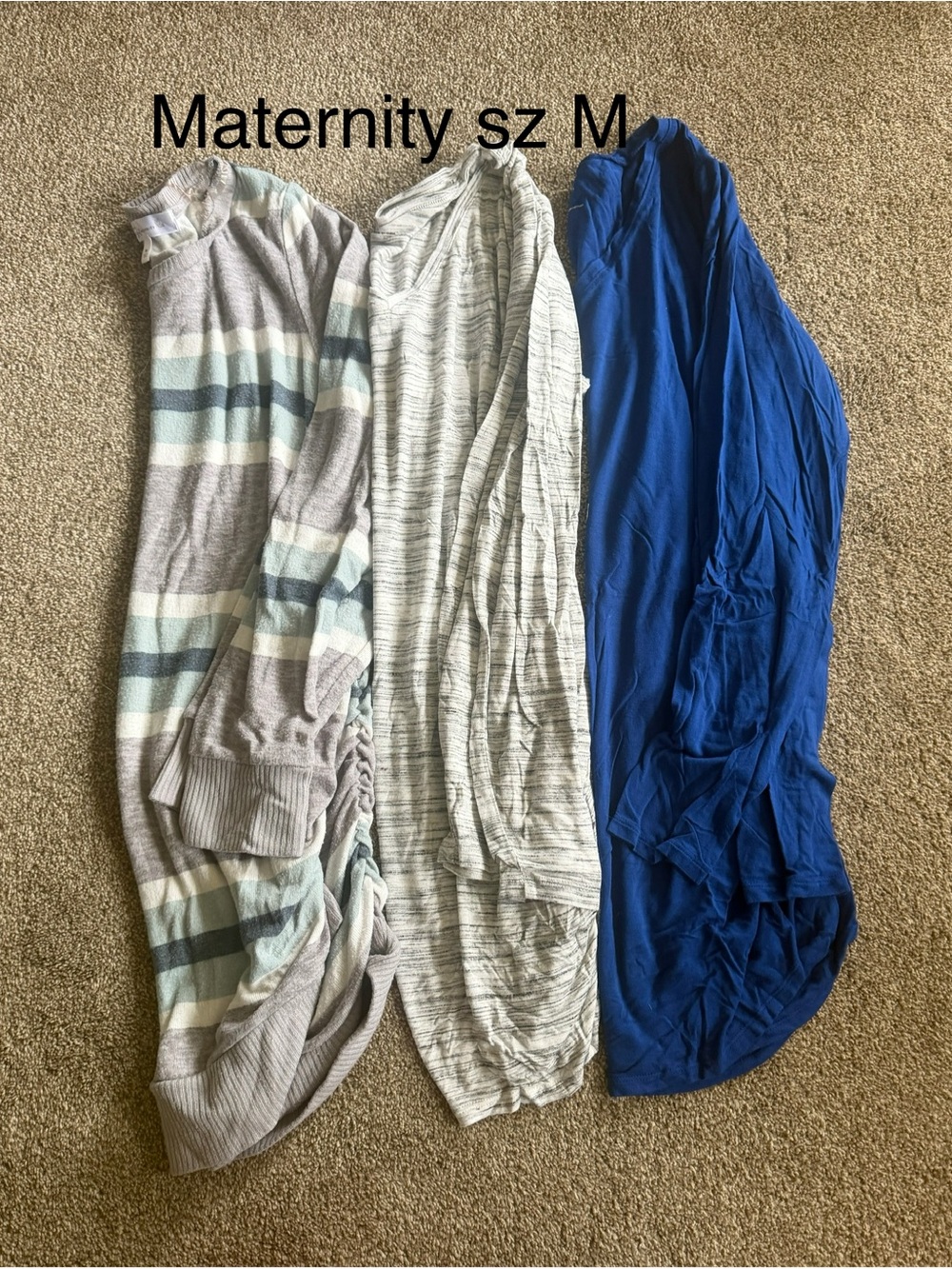 Maternity long sleeve bundle Tops - Blue, Gray & Striped Options